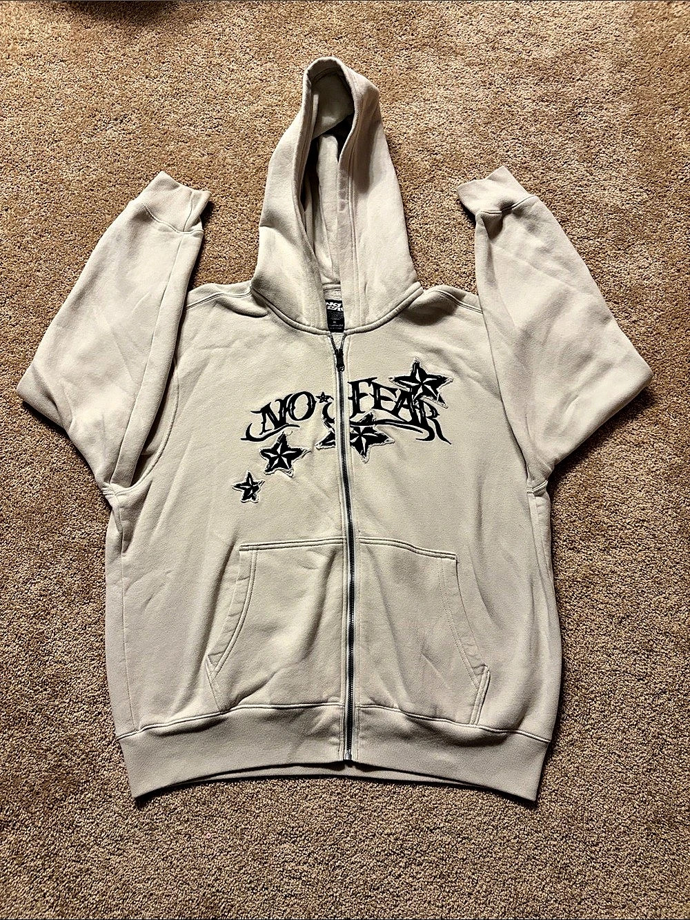 No Fear Shrunken Fit Zip-Up Hoodie Cream XL